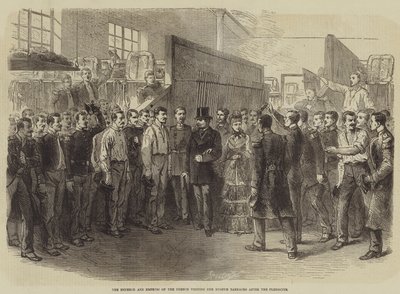 The Emperor and Empress of the French visiting the Eugene Barracks after the Plebiscite by Burn Smeeton